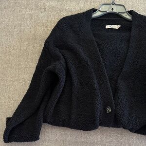 UGG Black Open-Front Knit Cardigan with Pockets